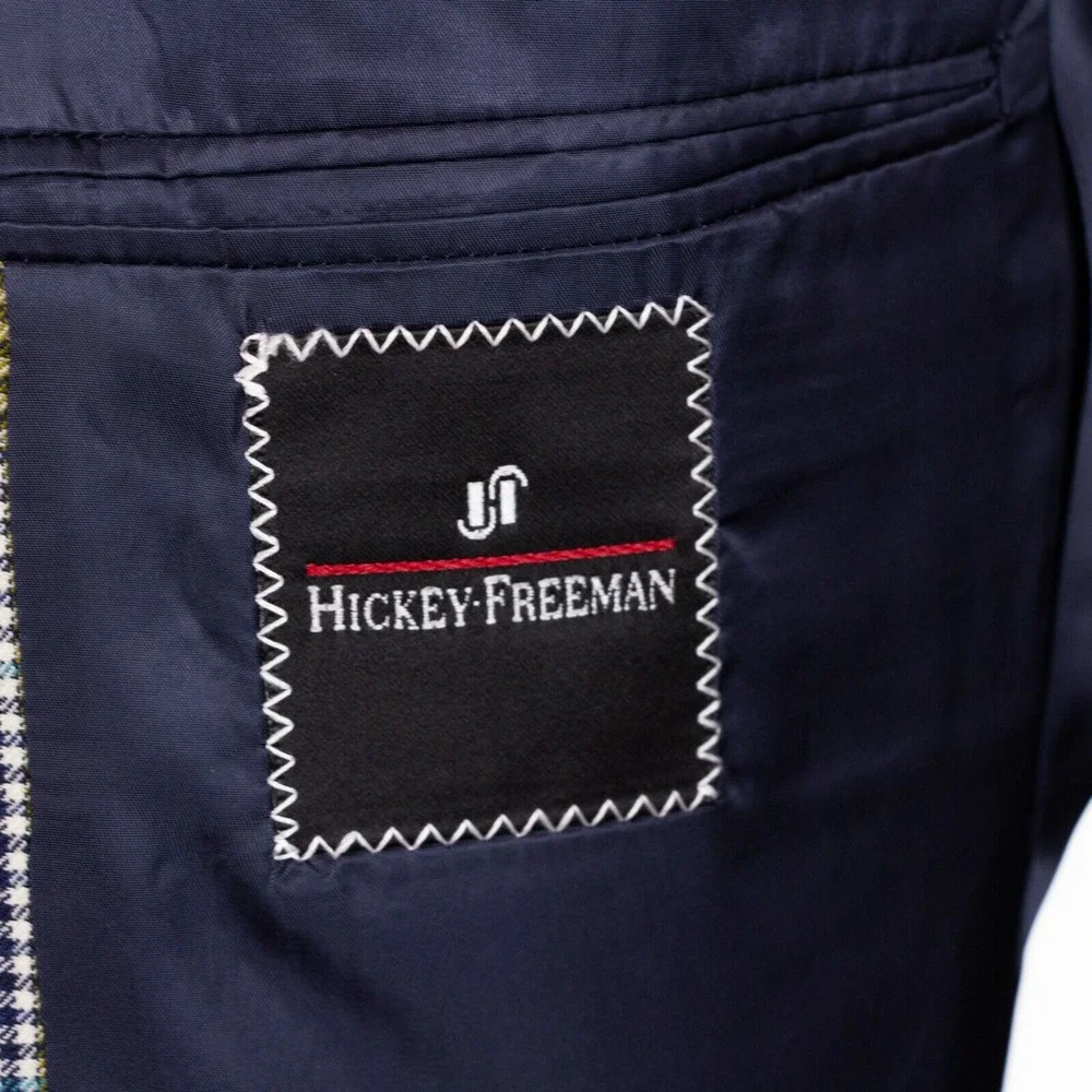 Hickey Freeman‎ Mens 40R Plaid Houndstooth Blazer Sports Coat Suit Jacket